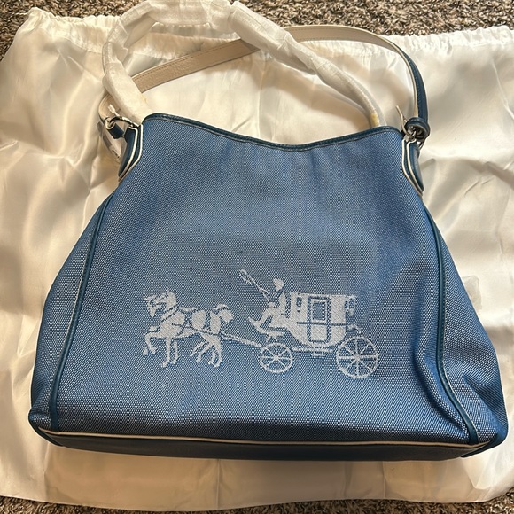 l 🎉NWT Coach DENIM Edie Carriage Embossed 🩵💙 - Picture 1 of 10